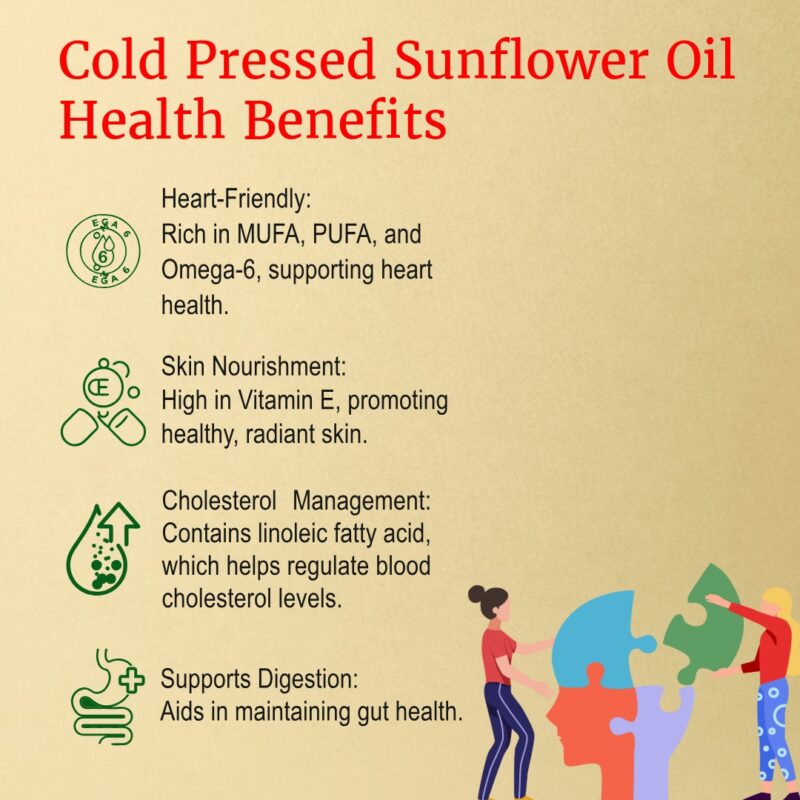 Cold Pressed Sunflower Oil - 1L,3L,5L | Helps in Lowering Cholestrol & Improves Heart Health | Perfect blend of Health, Taste & Aroma - Image 4