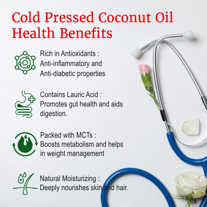 Cold Pressed Coconut Oil - 1L,3L,5L | Helps in Lowering Cholestrol & Improves Heart Health | Perfect blend of Health, Taste & Aroma - Image 4
