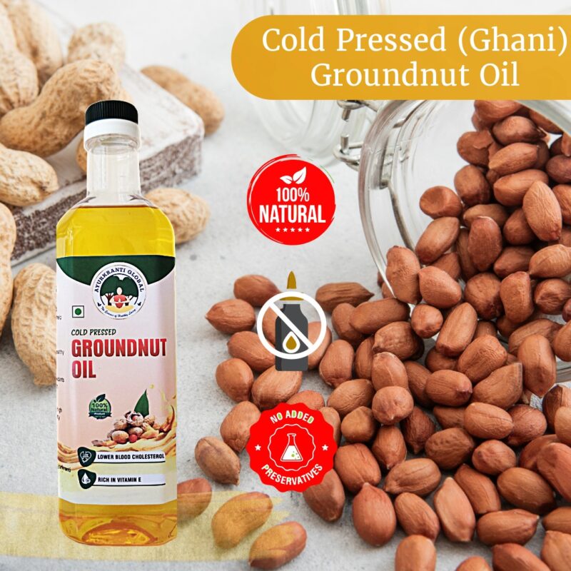 Cold Pressed Groundnut Oil - 1L,3L,5L | Helps in Lowering Cholestrol & Improves Heart Health | Perfect blend of Health, Taste & Aroma