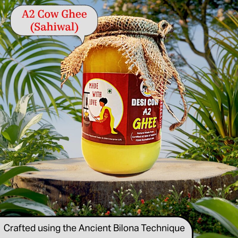 A2 Sahiwal Cow Ghee (500 ml,1L,2L) | Traditional Bilona Method A2 Cow Ghee | Grassfed, Pure and Healthy Desi Cow Ghee (Glass Bottle)